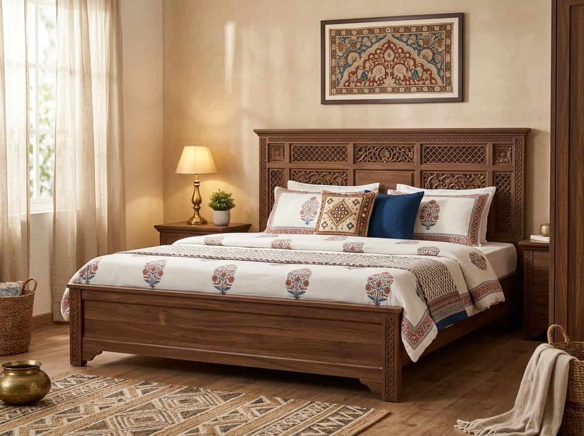 Carved Sheesham Bed