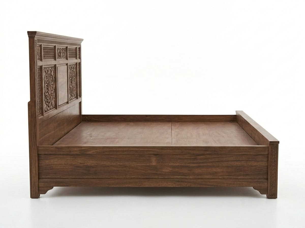 Carved Sheesham Bed view 3
