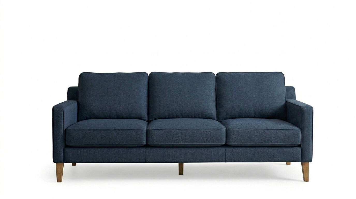 Modern 3-Seater Blue Sofa view 2