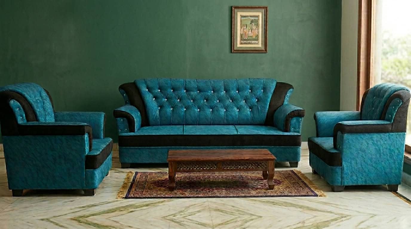 Dark Turquoise 5-Seater Sofa Set