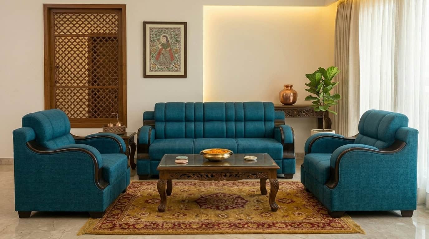 Teal 5-Seater Sofa Set