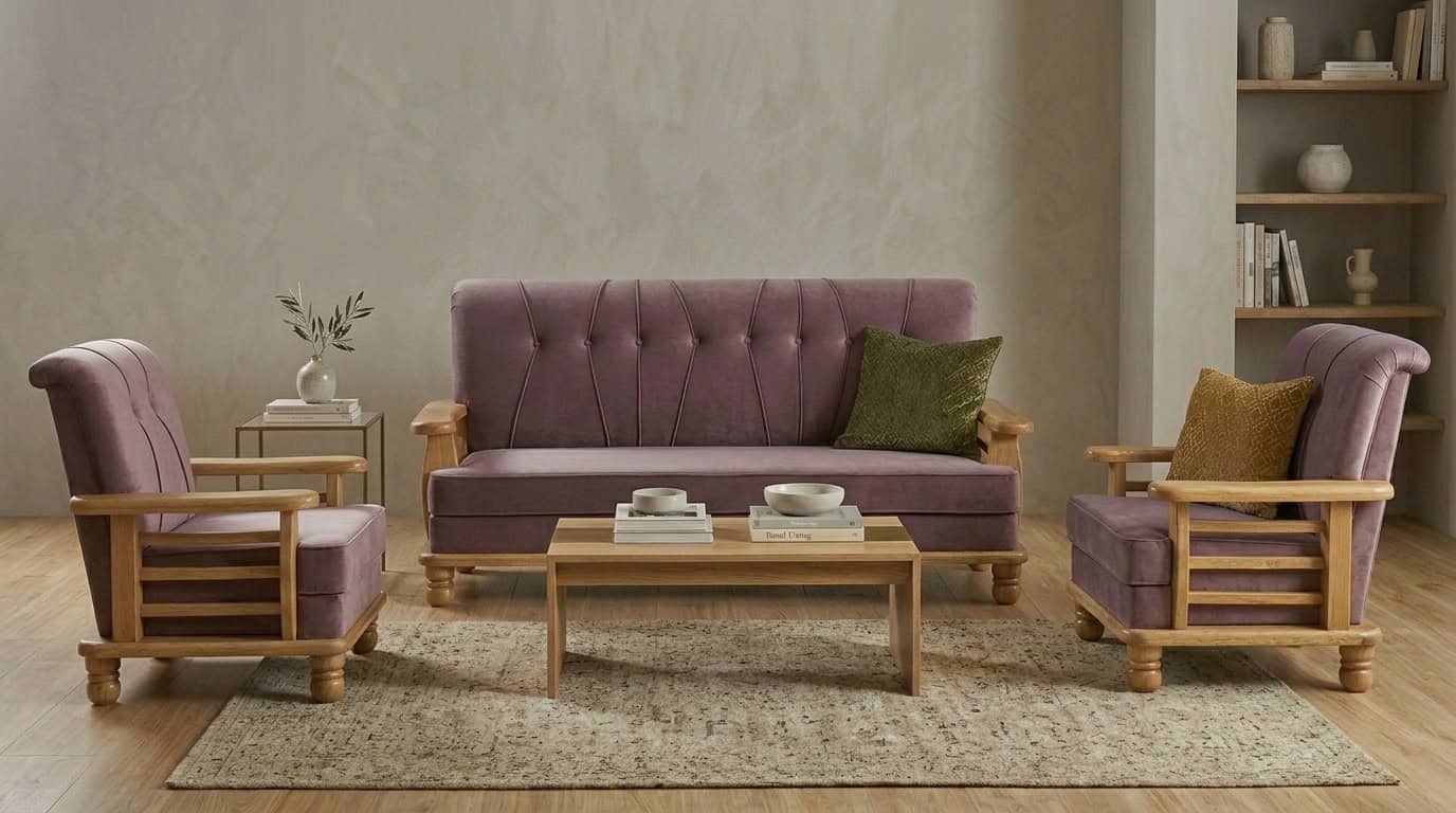 Lavender & Muted Plum 5-Seater Sofa