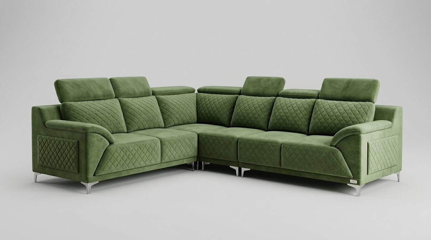 Olive Green 5-Seater Sofa Set view 2