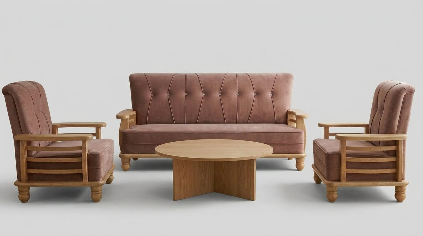 Rose Pink 5-Seater Sofa Set view 2