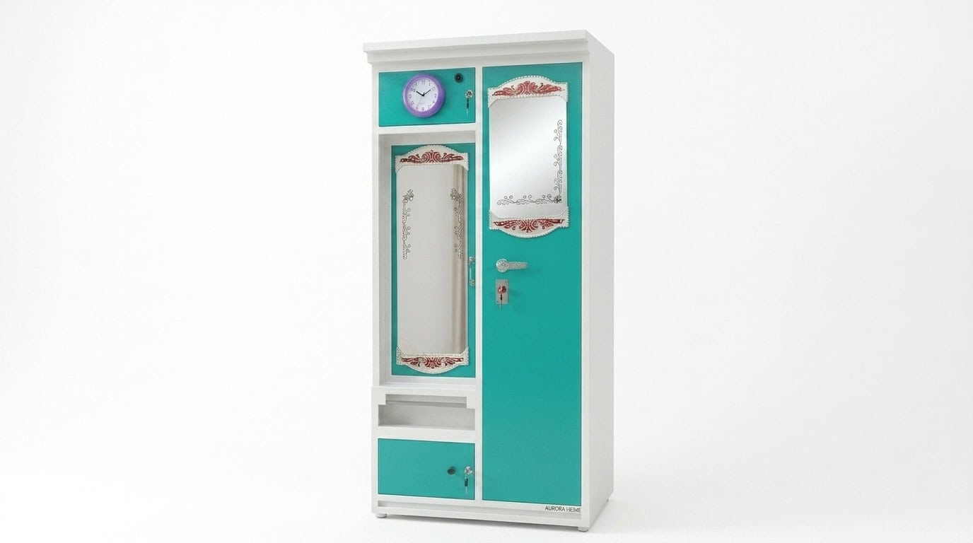 Cyan Almirah with Mirror view 2