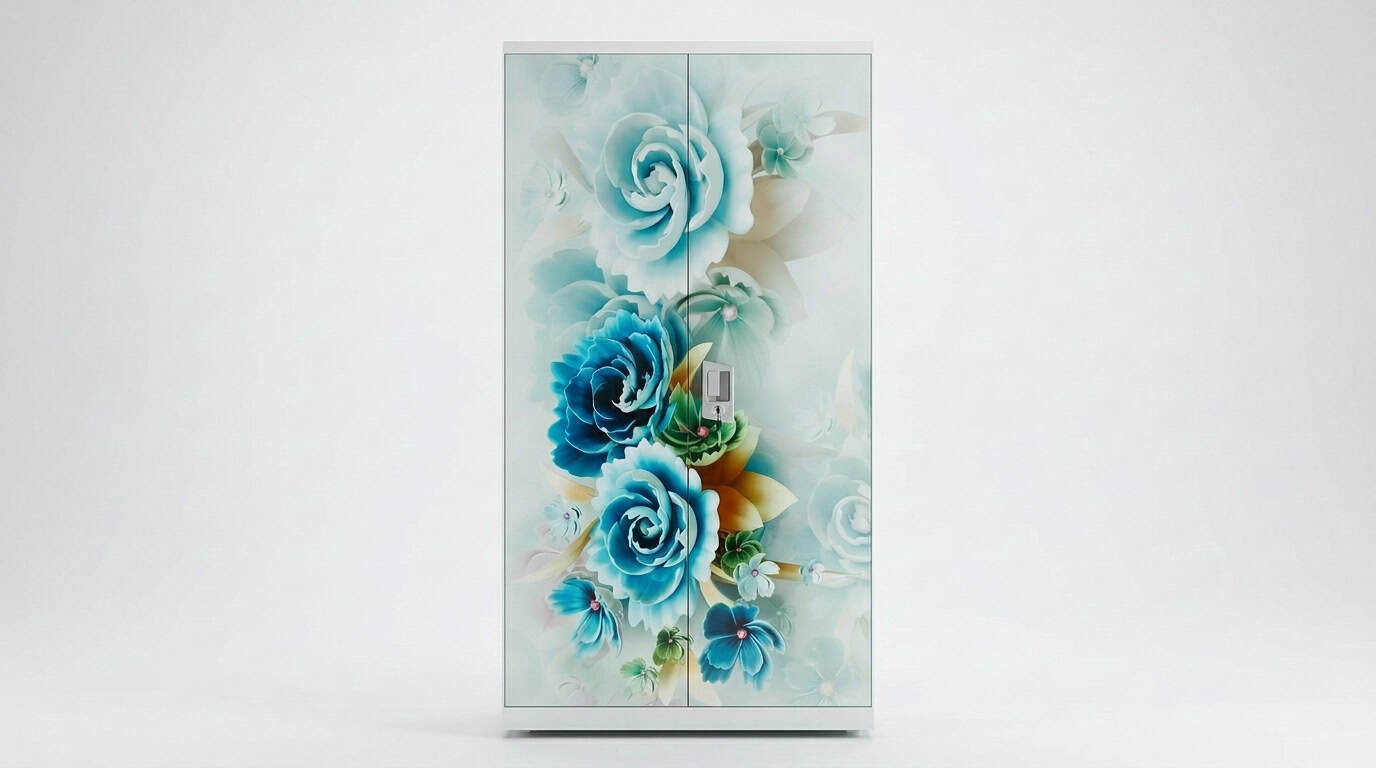 Cyan Floral Almirah