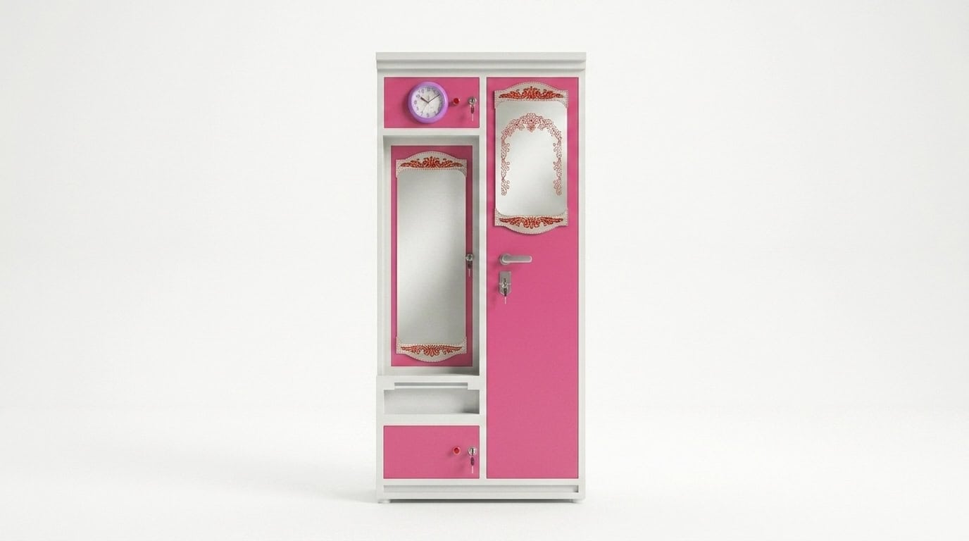 Pink Almirah with Mirror
