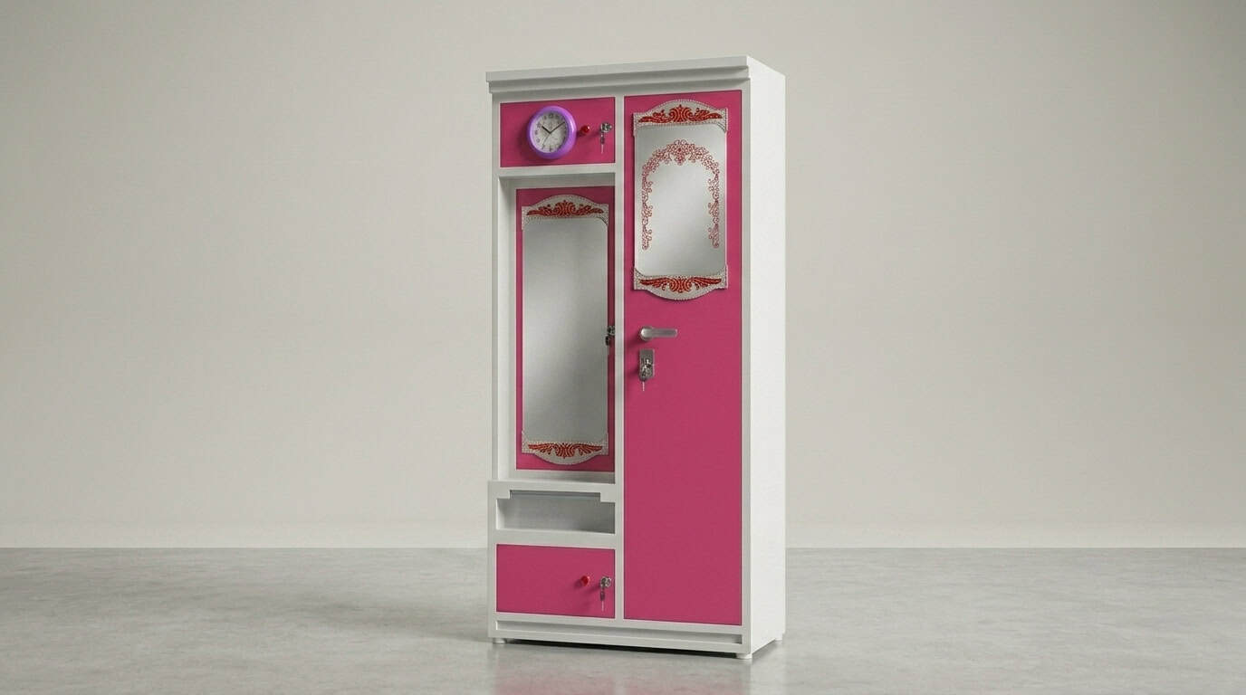 Pink Almirah with Mirror view 2