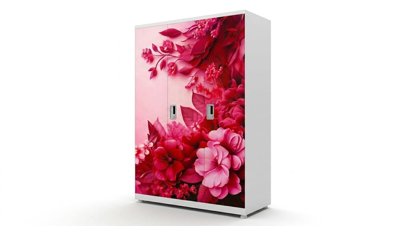 Pink Floral 3-Door Almirah view 2