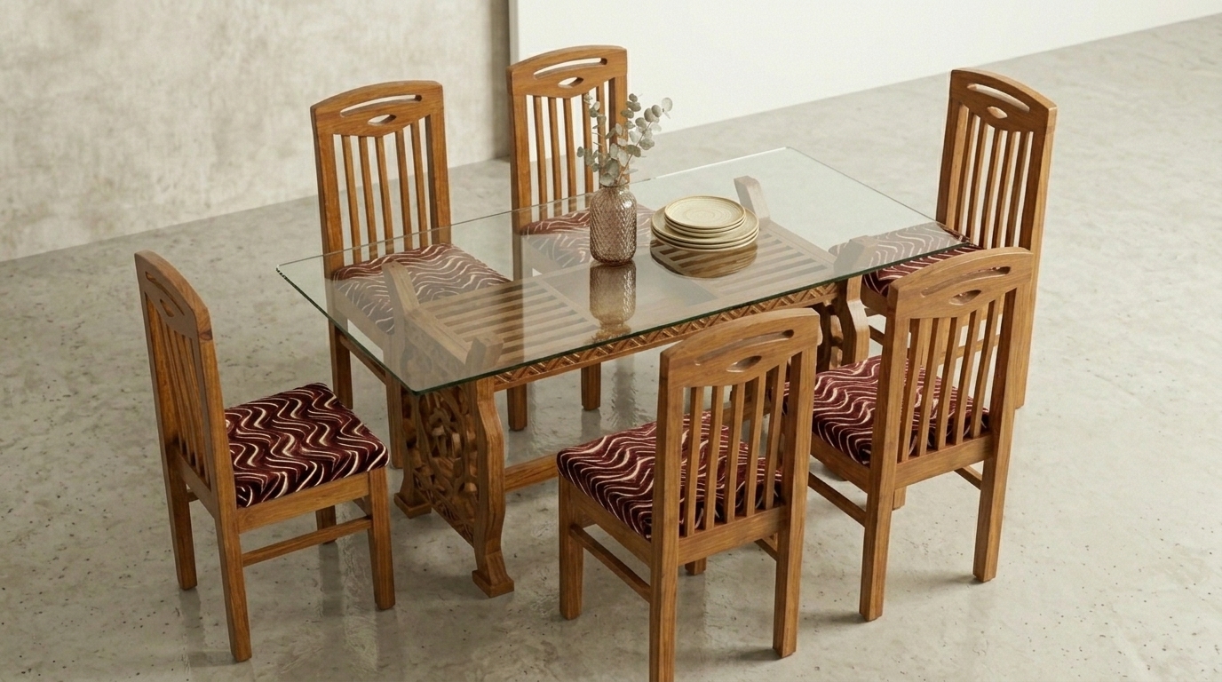 Modern Teak Dining Table Set