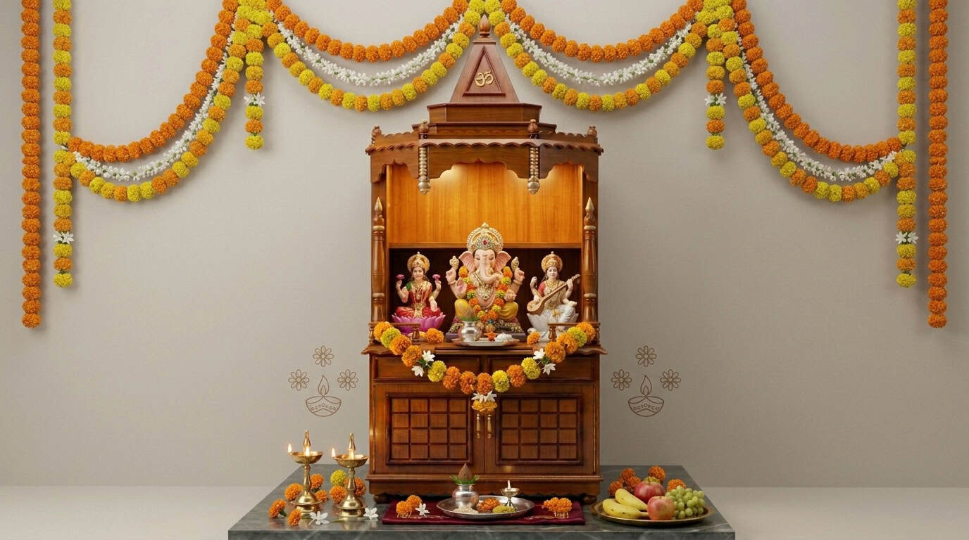 Medium Wooden Floor-Standing Mandir