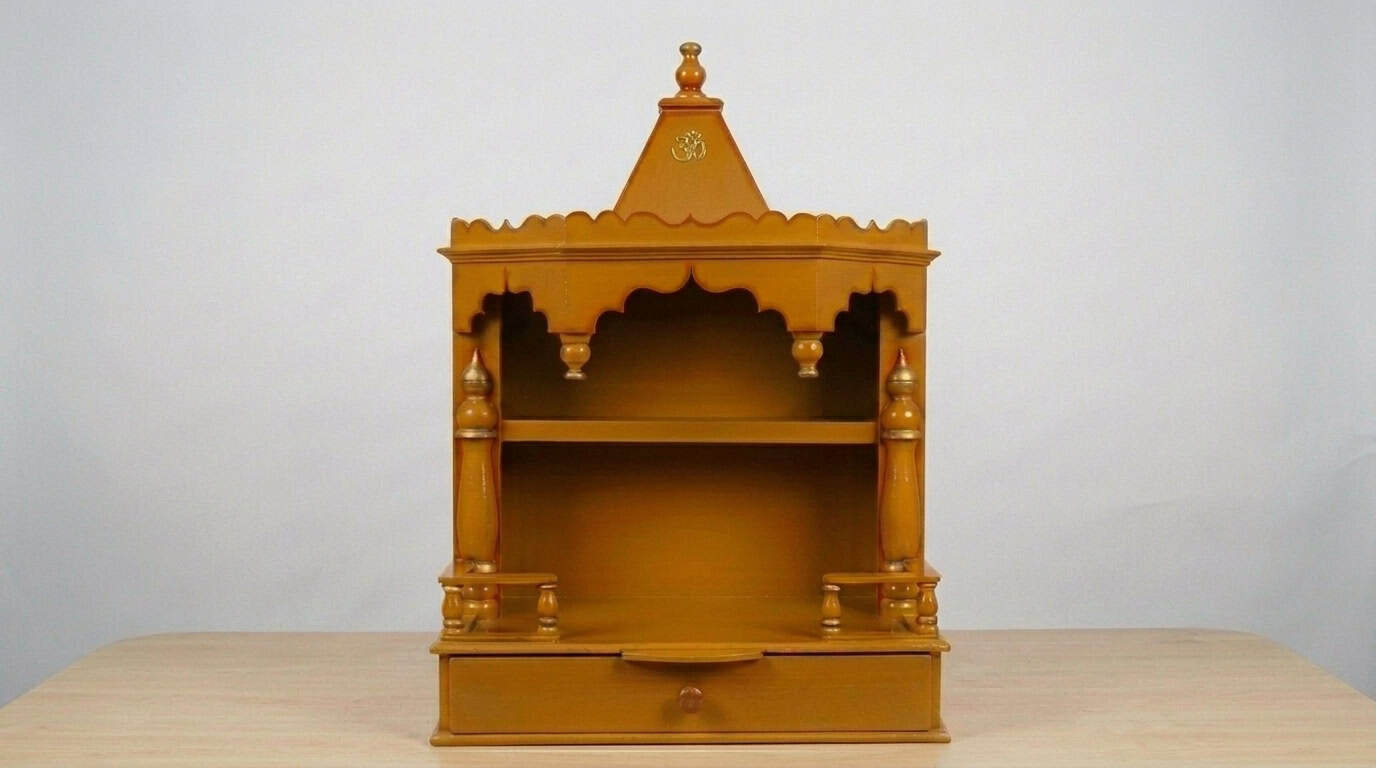 Small Wooden Wall-Mounted Mandir