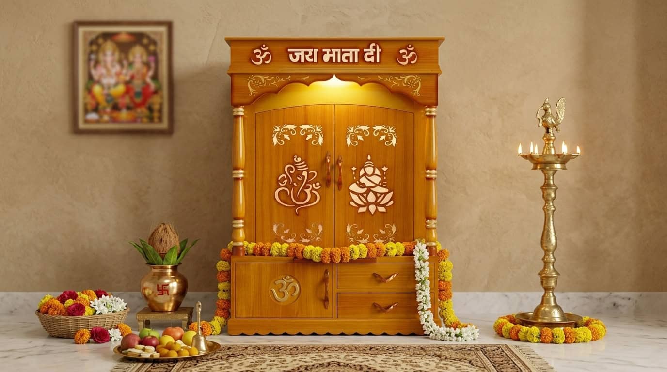 Wooden Mandir with Gate