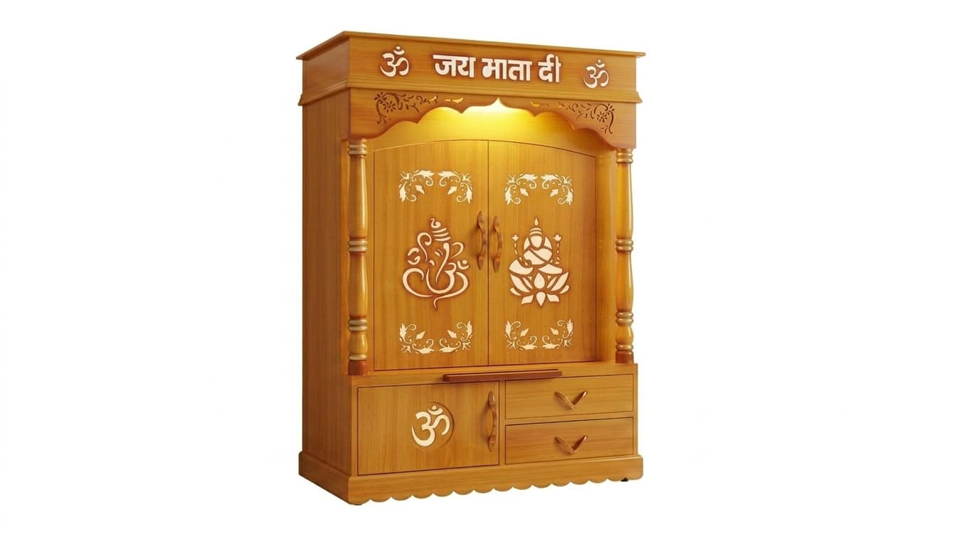 Wooden Mandir with Gate view 2