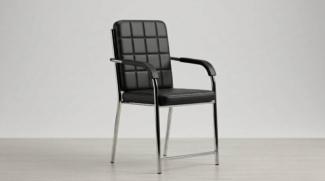 Black Leather Steel Frame Budget Chair