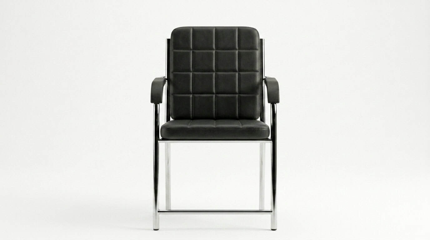 Black Leather Steel Frame Budget Chair view 3