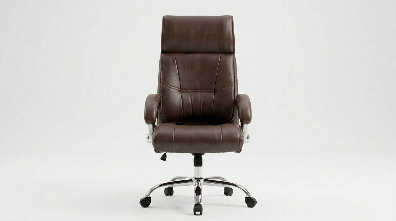 Textured Leather Brown Office Chair
