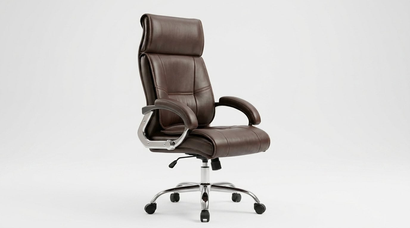 Textured Leather Brown Office Chair view 2