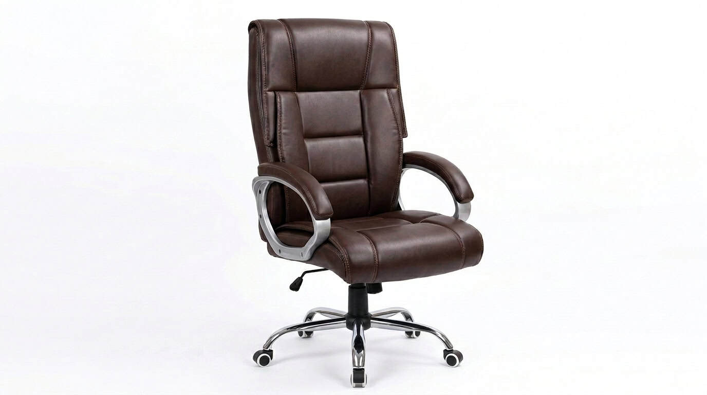 Thick Leather Brown Office Chair view 2